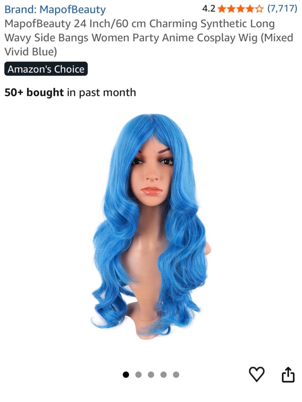 Vivid Blue Party Hair Wig Accessory